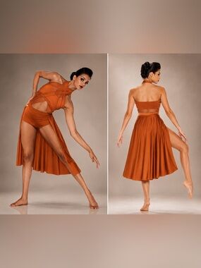Kelle dance competition contemporary lyrical costume orange copper STAY 8408 MA